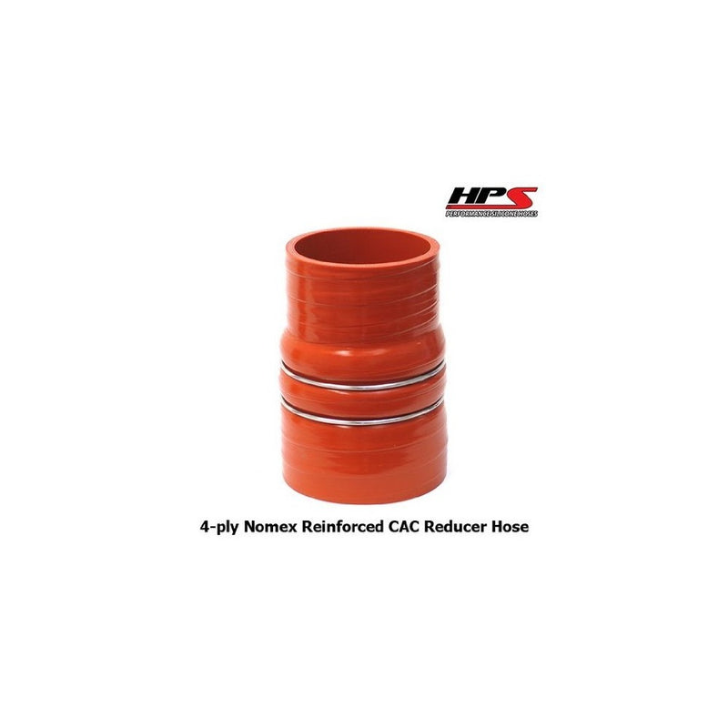 HPS CAC-350-400-HOT Silicone High Temperature 4-ply Aramid Reinforced Charge Air Cooler CAC Hose Hot Side, 100 PSI Maximum Pressure, 6" Length, 3-1/2" > 4" ID, Orange