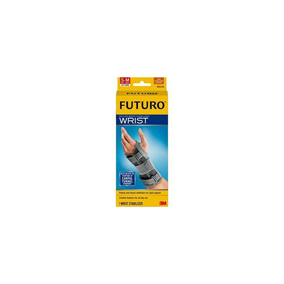 Futuro Deluxe Wrist Stabilizer, Provides Support for Weak Wrists, Left Hand, Small/Medium, Gray, Firm Stabilizing Support