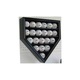 21 Home Plate Shape Baseball Display Case Holder Cabinet, with 98% UV Protection door, Locks, Black Finish (B21-BLA)