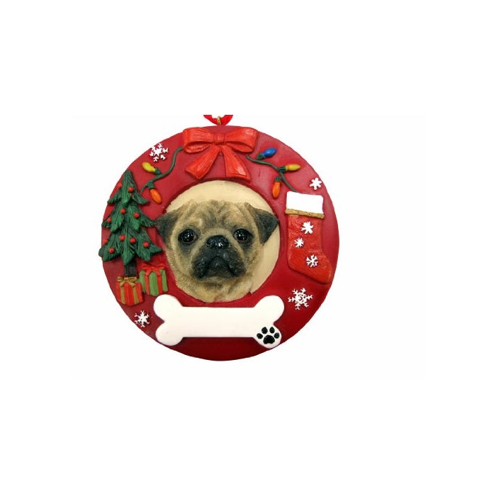 E&S Pets Pug Personalized Christmas Ornament