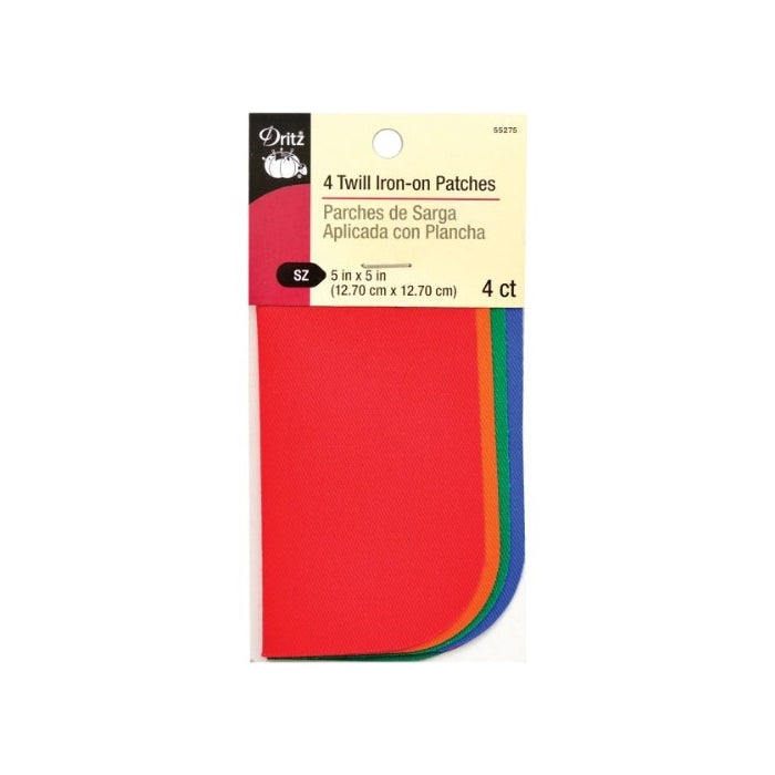 Dritz 5 by 5-Inch Iron on Twill Patches, 4-Pack, Bright