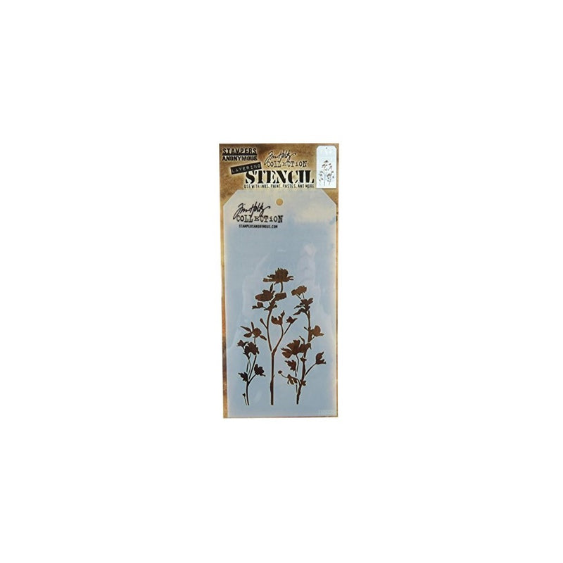 Stampers Anonymous THS-035 Tim Holtz Layered Wildflower Stencil, 4.125 x 8.5