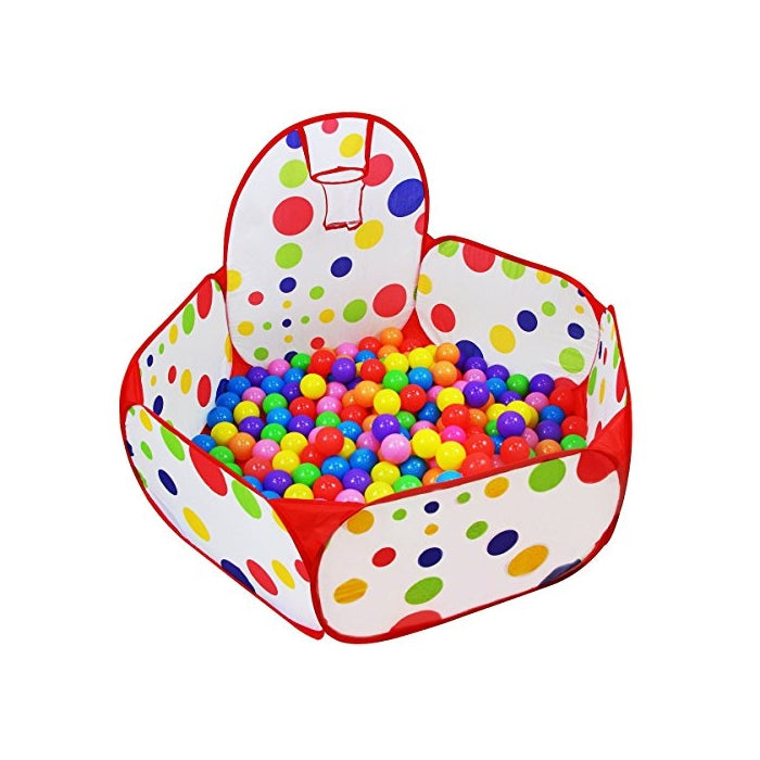 Dreampark Kids Ball Pit Playpen Ball Tent with Basketball Hoop and Zippered Storage Bag for Toddlers, 3.93 ft/120cm (Balls not Included)