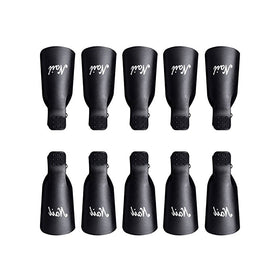 eBoot 10 Pieces Acrylic Nail Art Soak Off Clip Cap UV Gel Polish Remover Wrap Nail Tool (Black)