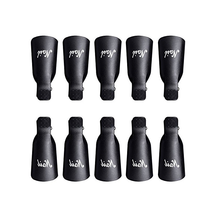 eBoot 10 Pieces Acrylic Nail Art Soak Off Clip Cap UV Gel Polish Remover Wrap Nail Tool (Black)