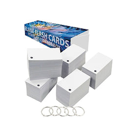 Debra Dale Designs - 1,000 Small Blank Study Flash Cards - Single Hole Punched - 5 Metal Binder Rings - 3.5 x 2 Inches - Heavy 140# Index Card Stock