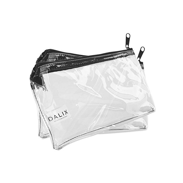 DALIX 2 PACK Zipper Makeup Bag Pencil Pouch Travel Accessories Holder Clear Transparent