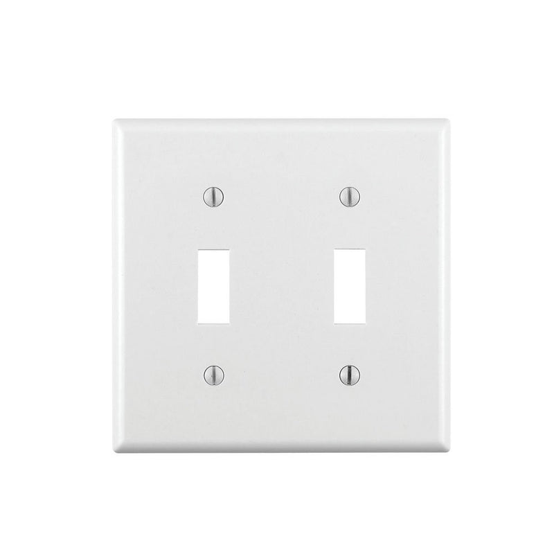 Leviton 88009 2-Gang Toggle Device Switch Wallplate, Standard Size, Thermoset, Device Mount, White