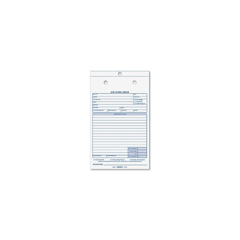 REDIFORM Job Work Order Book, 5 1/2 x 9 1/8, Two Part, 50/Book