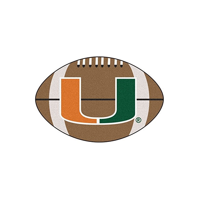 FANMATS NCAA University of Miami Hurricanes Nylon Face Football Rug