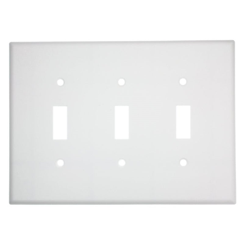 Leviton 80511-W 3-Gang Toggle Device Switch Wallplate, Midway Size, White