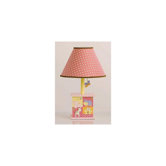 CoCaLo Tropical Punch Pink and Yellow Girls Lamp with White Polka Dots Shade