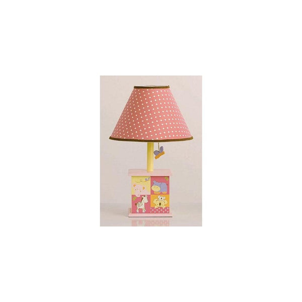 CoCaLo Tropical Punch Pink and Yellow Girls Lamp with White Polka Dots Shade