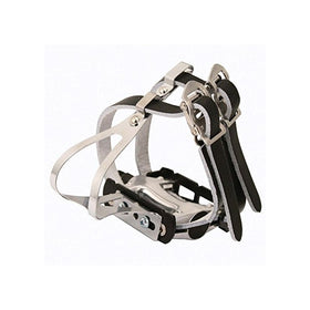 Eleven81 Dbl Stl Toeclip W/Strp Blk M/L, Med/Lge Black Leather Strap