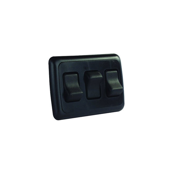 JR Products 12245 Black Triple SPST On-Off Switch with Bezel