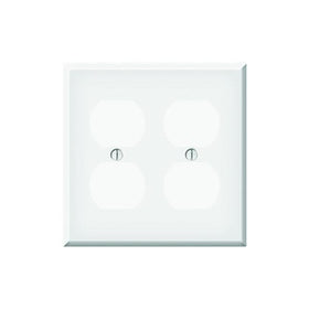 Jackson Deerfield 8WS118 Pro-Plate 2 Duplex Outlet Wall Plate, White Steel Finish