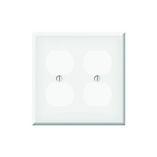 Jackson Deerfield 8WS118 Pro-Plate 2 Duplex Outlet Wall Plate, White Steel Finish