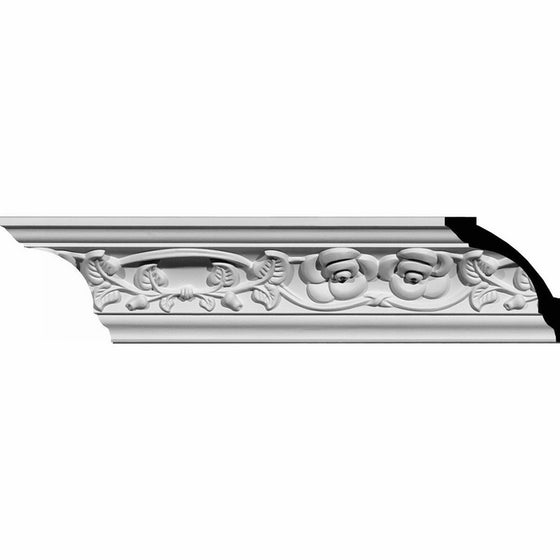 3 1/8"H x 3 1/8"P x 4 3/8"F x 94 1/2"L Rose Crown Moulding