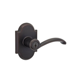 Kwikset Austin Entry Lever featuring SmartKey in Venetian Bronze