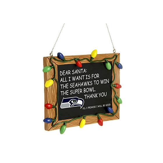 Seattle Seahawks Resin Chalkboard Sign Ornament