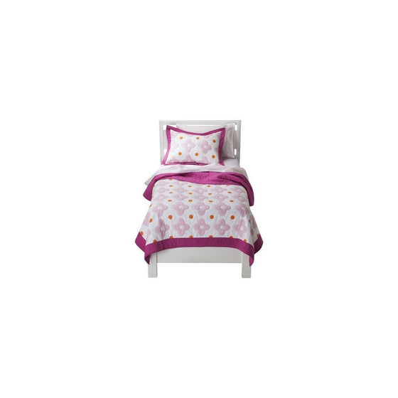 Circo Pink Flower Dot 3 Pc Quilt and Sham Set Size Full/Queen