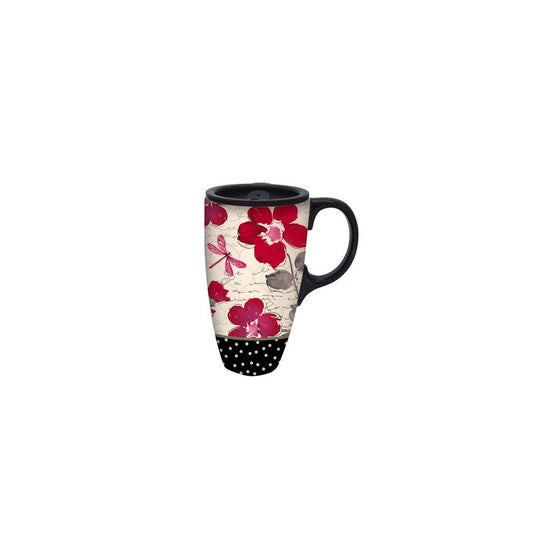 17 oz. Floral Symphony Ceramic Latte Travel Cup with Gift Box by Gifted Living