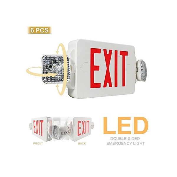 eTopLighting 6PCS LED Exit Sign Emergency Lighting Emergency LED Light (UL924, ETL listed) / Rotate LED Lamp Head / Red Letter, EL2CR-6