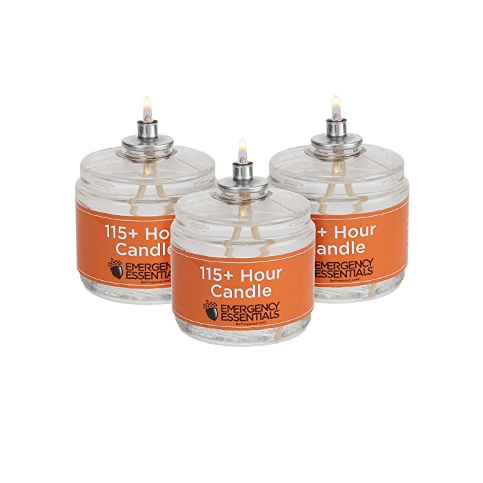 115 Hour Plus Emergency Candles, Clear Mist - SET OF 3 Long-Burning Survival Candles