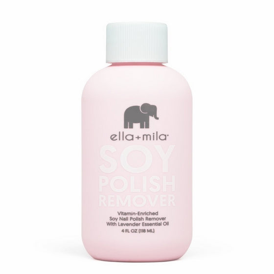 EllaMila Soy Nail Polish Remover - Acetone Free w/Lavender Essential Oil, Vitamin A, C, E Oil (4 ounces)