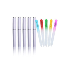 Eggsnow Crystal Glass Nail File Set(5PCS) Czech Glass Nail File with Case Double Side Nail File Set Nail Care for Beautiful Fingernails