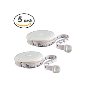 eZAKKA 60 Inch Push Button Retractable Tape Measure Soft Measuring Retractable Tape for Sewing Tailor Cloth Ruler, 5-Pack