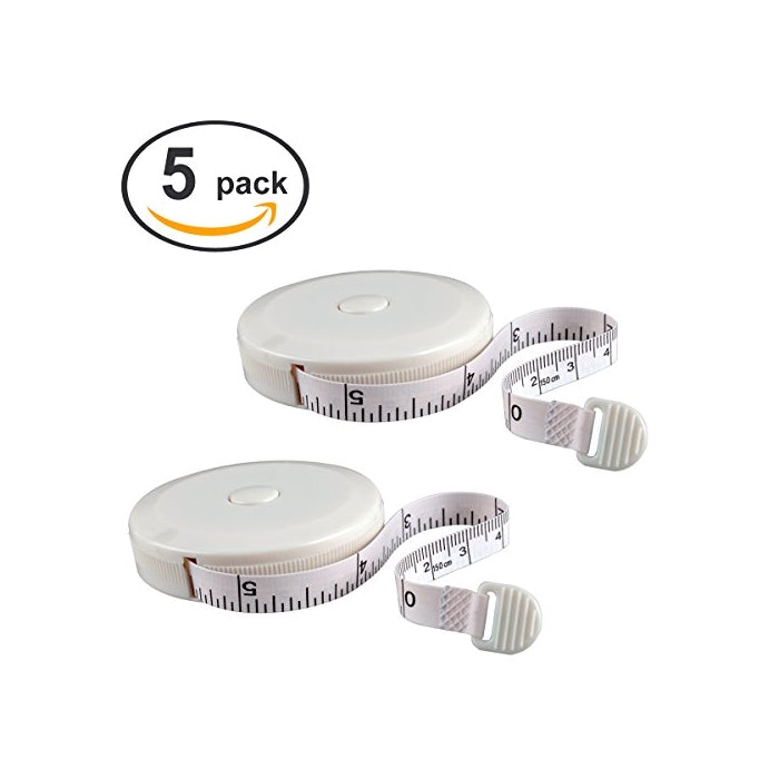 eZAKKA 60 Inch Push Button Retractable Tape Measure Soft Measuring Retractable Tape for Sewing Tailor Cloth Ruler, 5-Pack