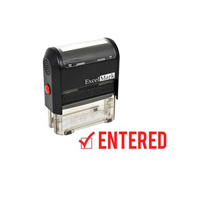 ExcelMark ENTERED Self-Inking Rubber Stamp - Red Ink (A1539)