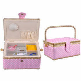 eZAKKA Sewing Basket with Sewing Kit Accessories and Plastic Tray for Beginner Mother's Day Kid Birthday Gift Boxes, 9 x 7 x 5 inches