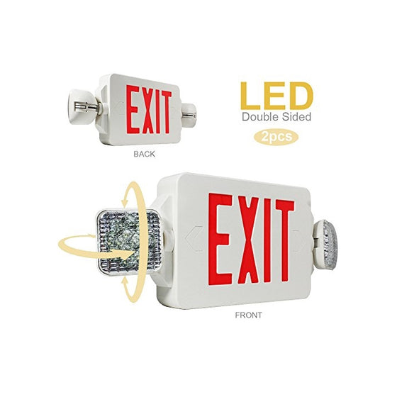 eTopLighting 2PCS LED Exit Sign Emergency Lighting Emergency LED Light (UL924, ETL listed) / Rotate LED Lamp Head / Red Letter, EL2CR-2