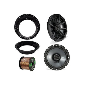 98-13 Harley Speaker Bundle: 2X Kicker 43CSC674 6-3/4" 600 Watt CS-Series Black Car Coaxial Speakers Combo With Speaker Mounting Rings For Motorcycles Enrock 50 Foot 16 Guage Speaker Wire