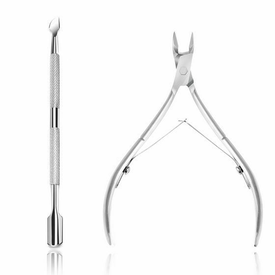 Ejiubas Cuticle Pusher Cuticle Nipper Surgical Grade Stainless Steel Cuticle Trimmer & Cuticle Remover Tool Set for Fingernails & Toenails Pedicure Manicure Tools