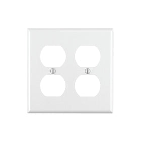 Leviton 88016 2-Gang Duplex Device Receptacle Wallplate, Standard Size, Thermoset, Device Mount, White