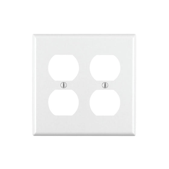 Leviton 88016 2-Gang Duplex Device Receptacle Wallplate, Standard Size, Thermoset, Device Mount, White