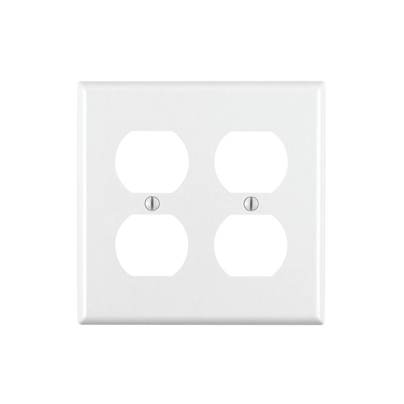 Leviton 88016 2-Gang Duplex Device Receptacle Wallplate, Standard Size, Thermoset, Device Mount, White