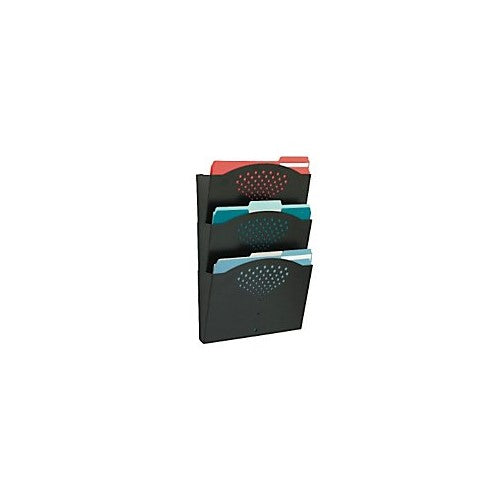 Safco Products 3172BL Steel Wall Rack with Three Letter Size Pockets, Black