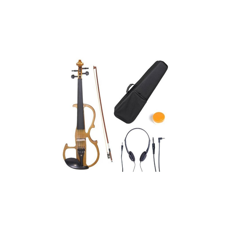 Cecilio 4/4 CEVN-2Y Solid Wood Yellow Maple Metallic Electric / Silent Violin with Ebony Fittings in Style 2 (Full Size)