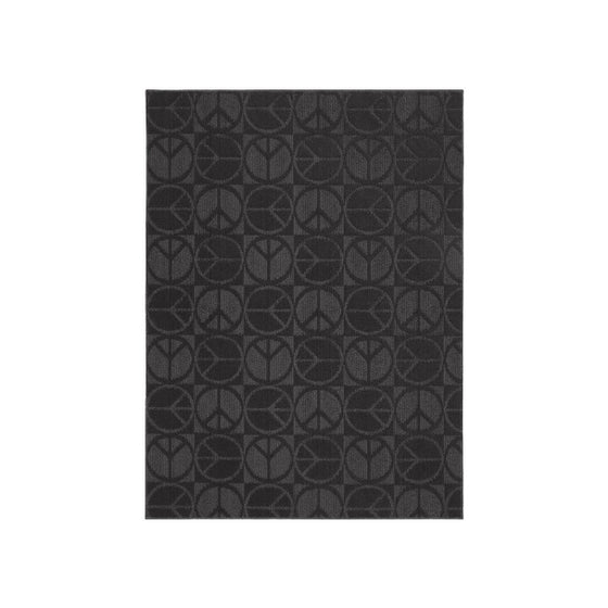 Garland Rug Large Peace Area Rug, 7-Feet 6-Inch by 9-Feet 6-Inch, Black