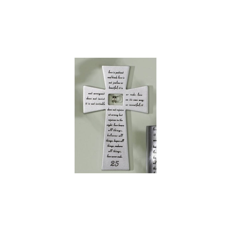 Roman 25th Silver Wedding Anniversary Wall Cross Love Never Fails