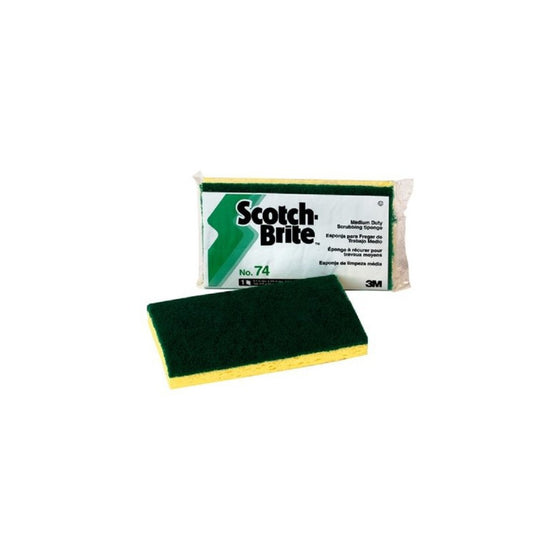 Scotch-Brite 74 Medium Duty Scrub Sponge, 6-3/32" Length x 3-19/32" Width x 11/16" Thick (Case of 20)