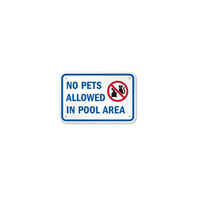 No Pets Allowed In Pool Area (with Graphic) Plastic Sign, 15" x 10"