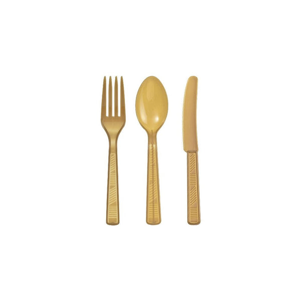 Party Dimensions 48 Count Plastic Cutlery Combo, Gold