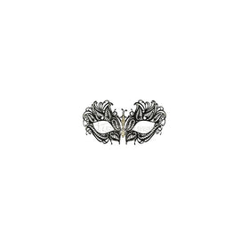 Burlesque Boutique Laser Cut Metal Venetian Mask Black with Clear Rhinestone