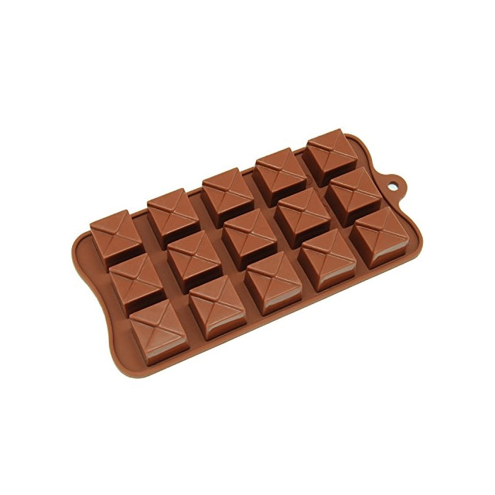 Freshware CB-610BR 15-Cavity Silicone Tiered Square Chocolate, Candy and Gummy Mold