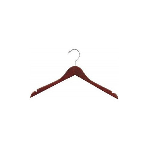 The Great American Hanger Company Wood Top Dress Hanger, Walnut Chrome Finish, Box of 100